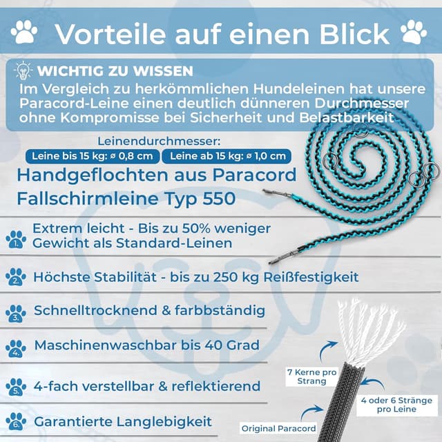 Detalle 2 de Golden Pets Hundeleine reflektierend 2 m 🐕