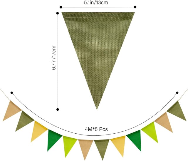 Detalle de G2PLUS green burlap bunting 20M set