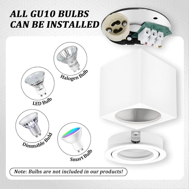 Detalle de GeyouLux Aufbauspots eckig schwenkbar 30° für GU10, Aufputz 230V – 4er-Set (ohne Leuchtmittel)