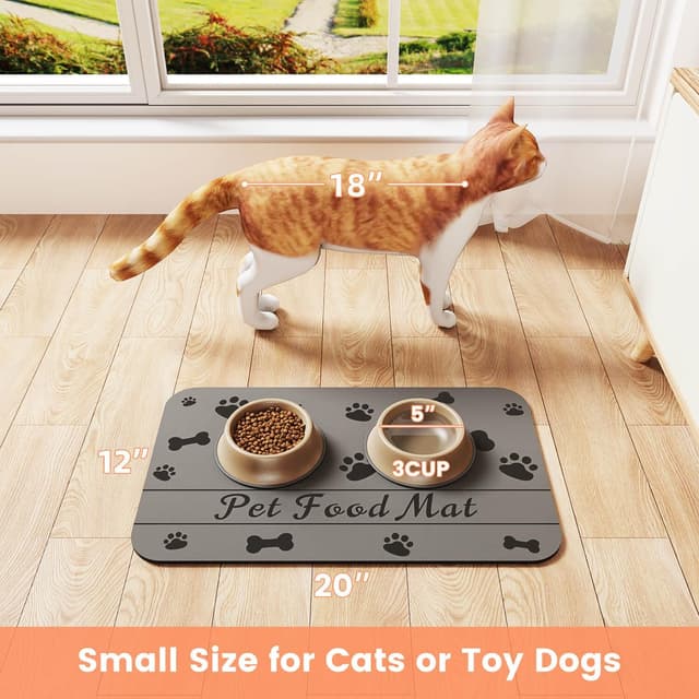 Thumbnail 6 de DK177 Pet Feeding Mat (20"x12") – Absorbent Placemat with Waterproof Rubber Backing
