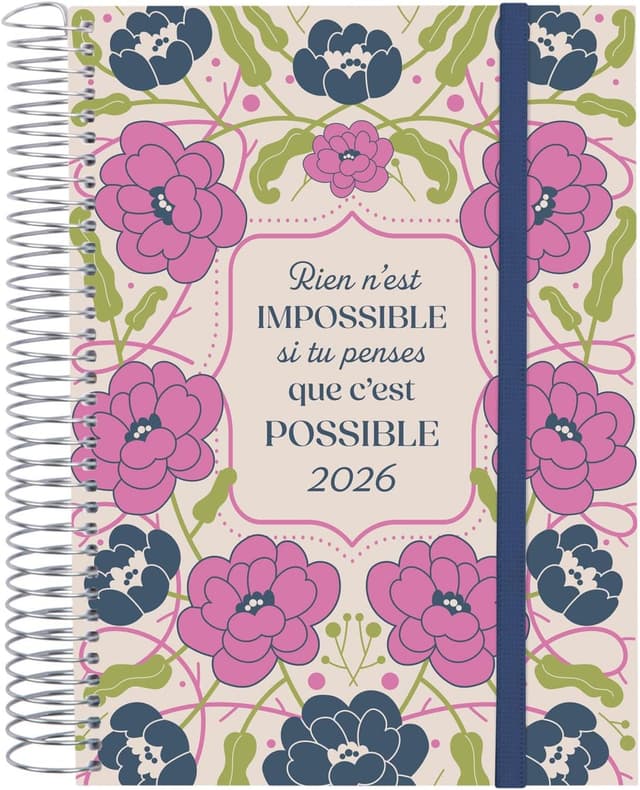 Detalle de Finocam Agenda Spirale 2026 – 1 jour par page (janvier à décembre, 12 mois) en français