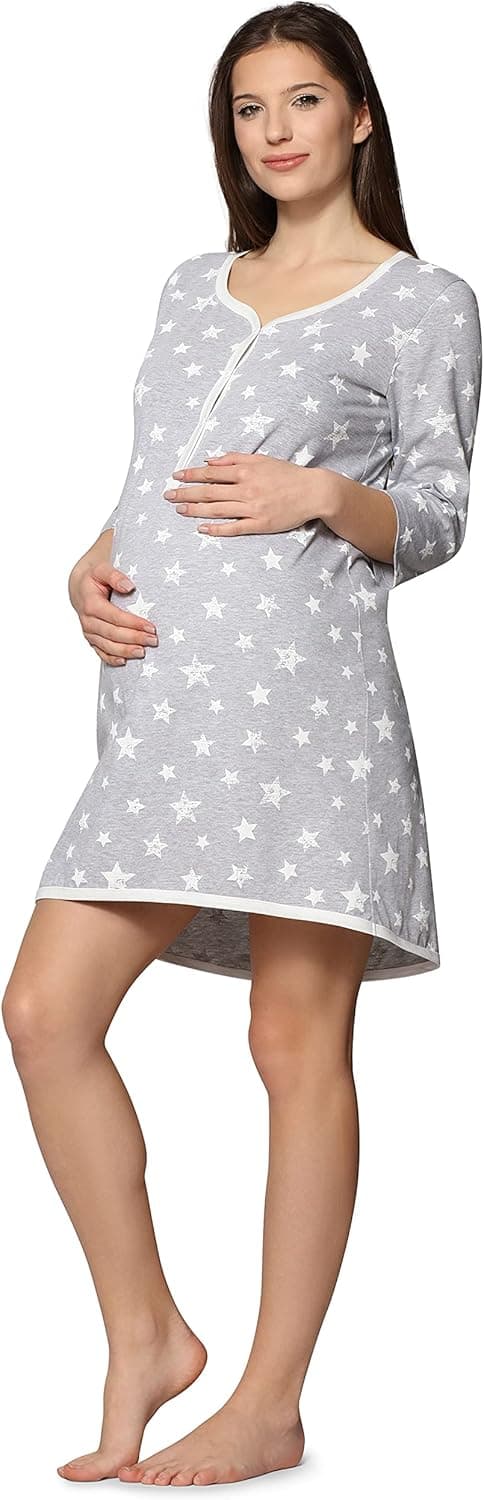 Detalle de Be Mammy chemise de nuit grossesse, maternité et allaitement en coton BE20-176