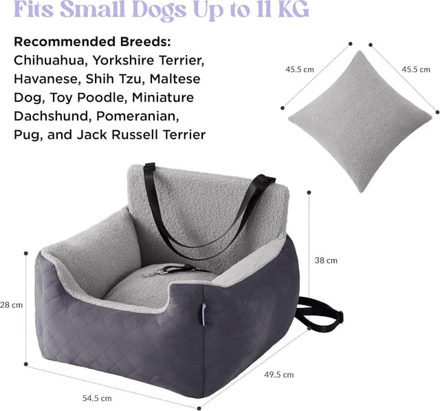 Detalle de Lesure Hundeautositz für kleine Hunde (bis 15 kg) – wasserdichter Sitz für Vorder- oder Rückbank, dunkelgrau