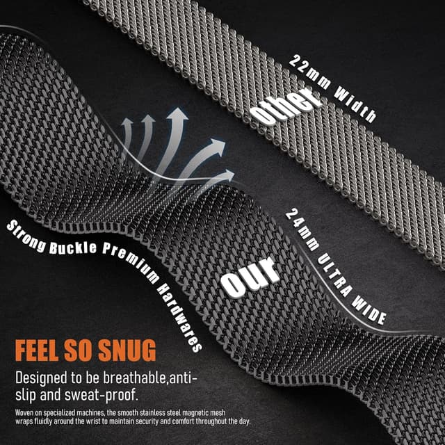 Thumbnail 4 de BXUXOHS Milanese Loop 24mm Magnetic Mesh Band