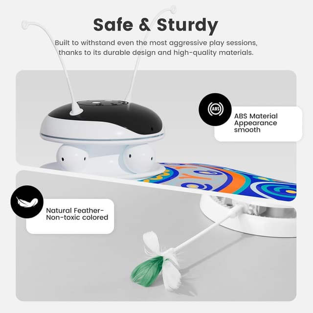 Detalle de Gardner Pet Giocattolo per Gatti 5 in 1 elettrico interattivo automatico con laser, piume, palline e suoni di uccelli