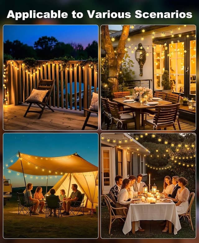 Thumbnail 6 de btfarm 15 m Solar-Lichterkette mit 50 LED (Kristallkugeln) für außen – 8 Modi, warmweiß, IP65