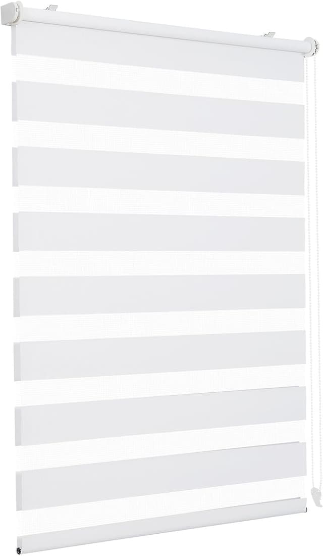 Detalle de Sekey Doppelrollo Klemmfix für Fenster (ohne Bohren) – 50 cm breit, Duo-Rollo Jalousie Sonnenschutz, Weiß