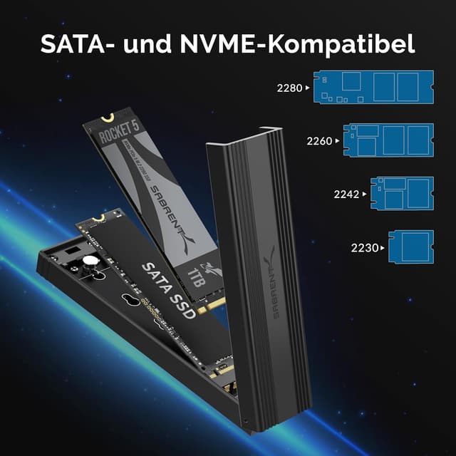 Detalle 2 de SABRENT EC-SNVE NVMe Gehäuse 10 Gbps 💾