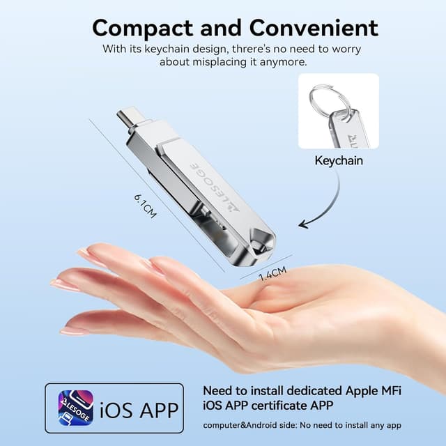 Thumbnail 6 de LESOGE MFi 512GB USB C Lightning stick