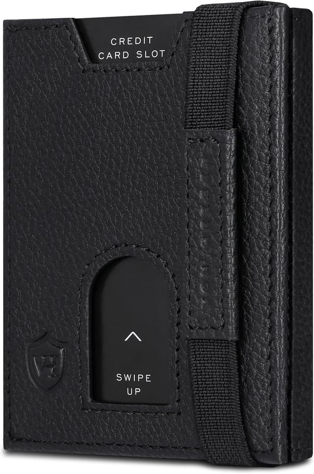Detalle de VON HEESEN Leder Slim Wallet Geldbeutel mit RFID-Schutz – Mini-Kartenetui aus Echtleder