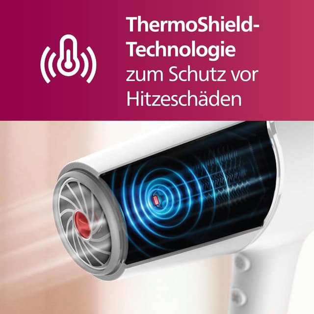 Detalle 2 de Philips Haartrockner 5000 Series BHD500/20 (ThermoShield, Ionenfunktion) mit Stylingdüse & Volumendiffusor, 2.100 W