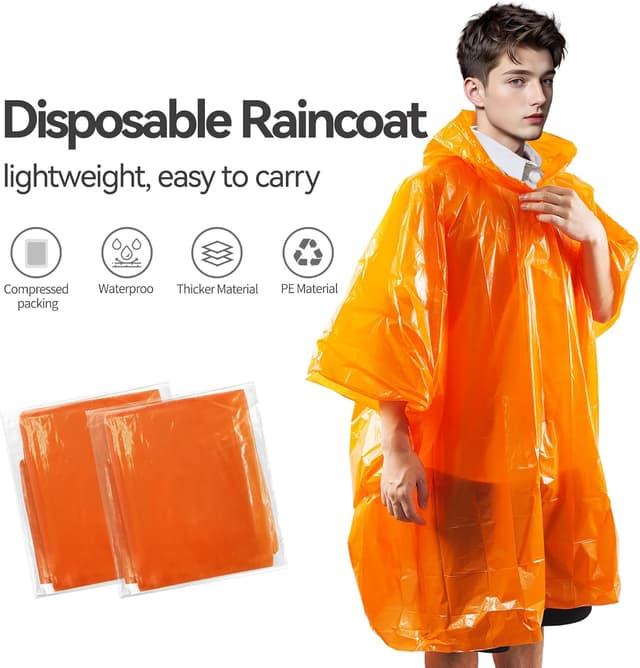 Thumbnail 4 de KAshack Einweg Regenponcho 100 cm Orange