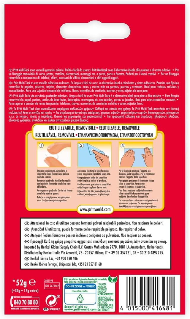 Detalle 2 de PRITT Instant Tack gommini adesivi multiuso 95 pezzi 🧷