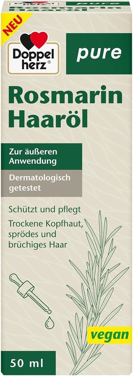 Detalle de Doppelherz Huile pour cheveux de romarin pure (50 ml) – soin du cuir chevelu et prévention des pointes fourchues