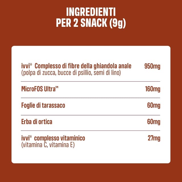 Detalle de ivvi Anal Gland Care snack per ghiandole anali e intestino dei cani, 60 snack (270g)