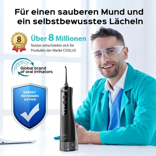 Detalle 2 de COSLUS Munddusche kabellos 10 Stufen, IPX7 Wasserdicht