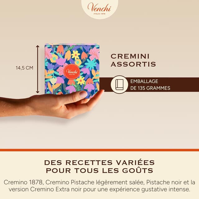 Detalle de Coffret Printemps Venchi avec 12 Cremino sans gluten (135 g) – collection illustrée Teresa Rego