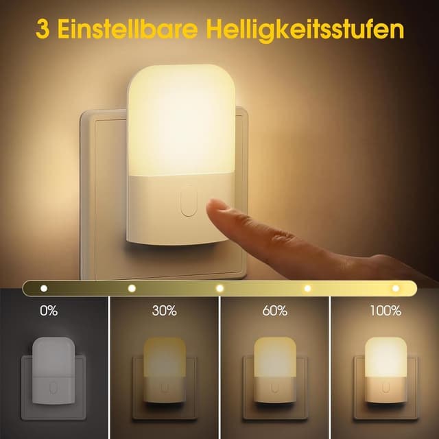 Detalle de Emeritpro Nachtlicht Steckdose 2700K 2er-Set