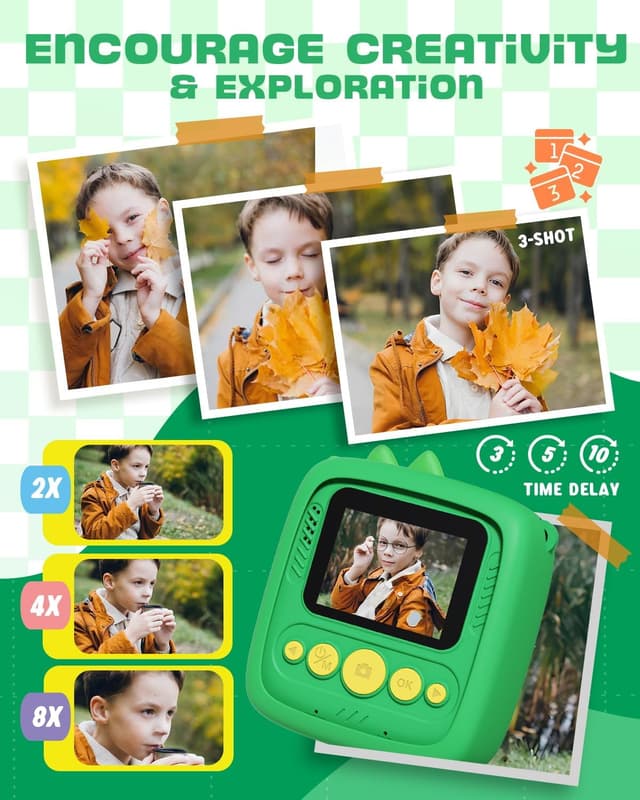 Detalle 1 de Kids Instant Print Camera 1080P for Ages 3–9