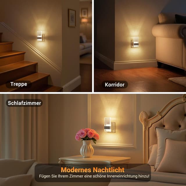 Detalle de JandCase Nachtlicht-Steckdose mit Dämmerungssensor (ohne Bewegungsmelder), dimmbar 0–100 lm, 3000K