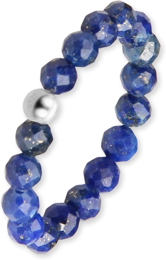 Detalle de GD GOOD.designs EST. 2015 Bague anti-stress en pierres naturelles à perles – anneau élastique ajustable (tailles 52 à 60)