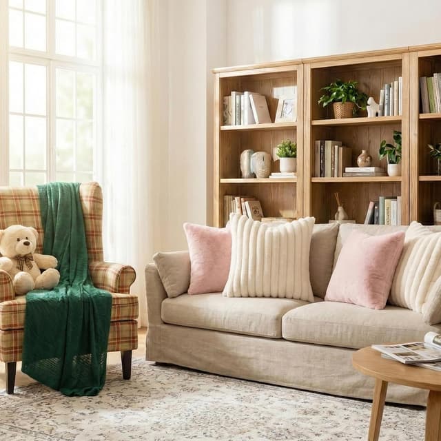 Thumbnail 6 de Pallene Faux Fur Plush Throw Pillow Covers (Set of 2) 18x18 in Cream White