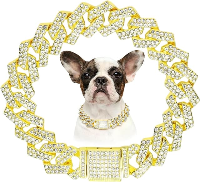 Detalle de Gold Dog Chain Cuba Link collar necklace (20-inch) for small to large dogs and cats