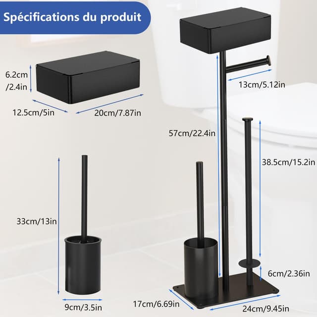 Thumbnail 5 de GUIGUZI Porte Papier Toilette avec Brosse WC