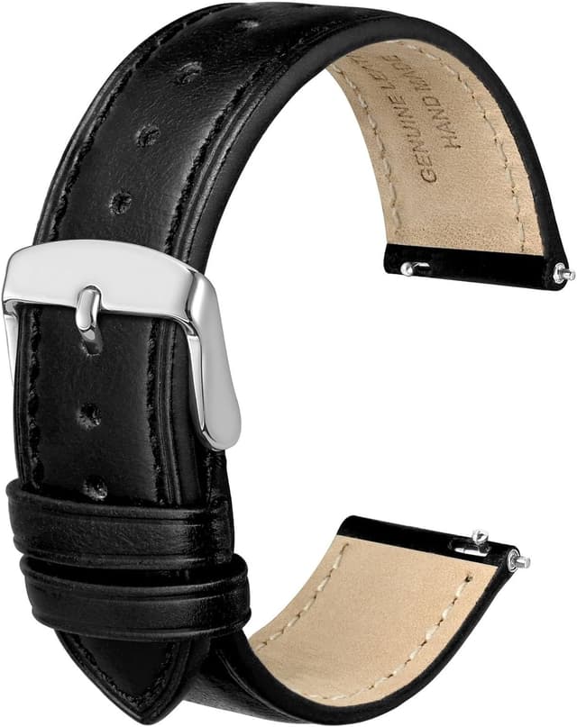 Detalle de ANBEER Retro Crazy Horse Leather Watch Strap with quick release (18mm–24mm widths)