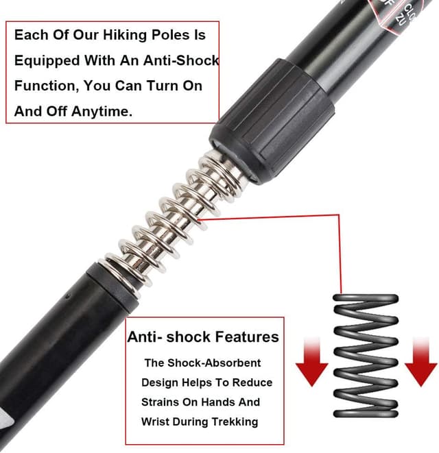 Detalle 2 de Aihoye Hiking Trekking Poles (2-Pack) Collapsible, Lightweight Anti-Shock Adjustable Walking Sticks