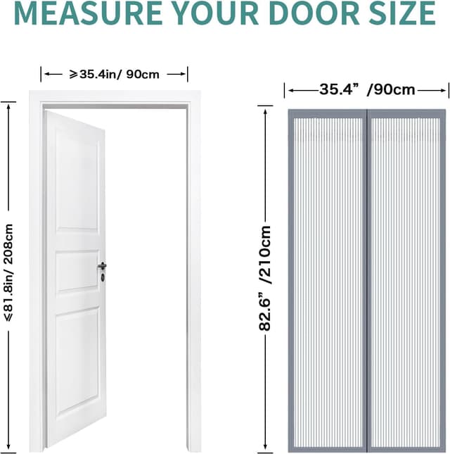 Detalle 2 de SMALUCK Magnetic Door Screen (Heavy Duty) – 90 x 210 cm Grey