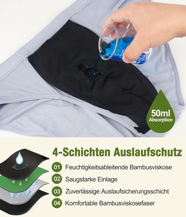 Detalle de SUNCHIRI Inkontinenz Pants für Männer (3er Pack) mit saugstarkem Pad, waschbar & wiederverwendbar
