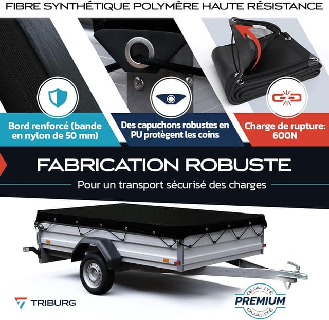 Detalle de TRIBURG filet pour remorques à mailles fines 2 x 3,5 pour sécuriser le chargement