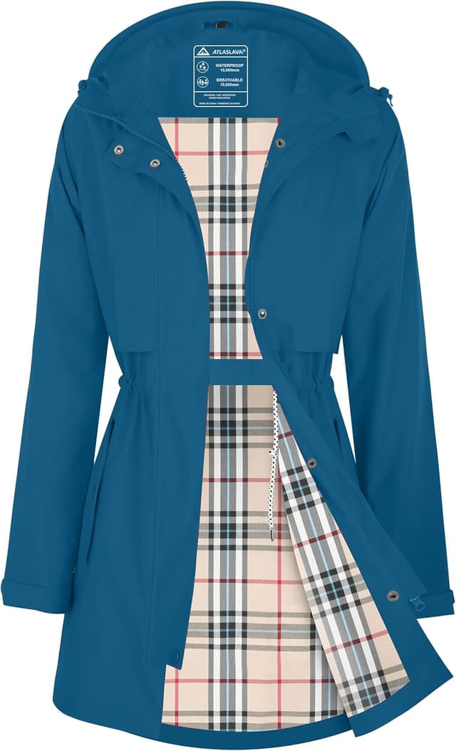 Detalle de EnduaReve Damen Regenjacke wasserdicht mit Kapuze und Rückenbelüftung (Regenmantel, Übergangsjacke)