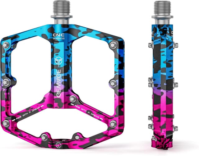 Detalle de GEWAGE CNC machined flat bike pedals with removable anti-skid pins (9/16")