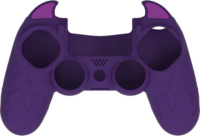 Detalle 2 de PlayVital Protection silicone cover for PS4 controller with joystick cap set (purple demon design)