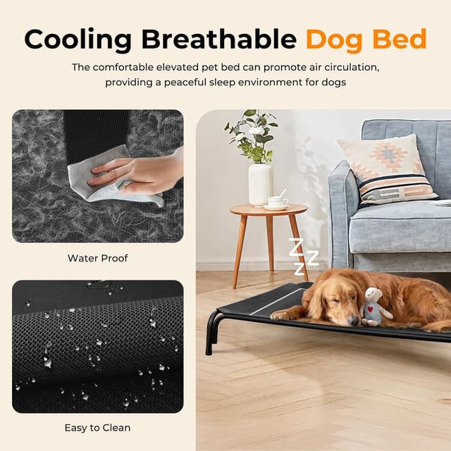Detalle 2 de DOPEDIO Raised Dog Bed L Black