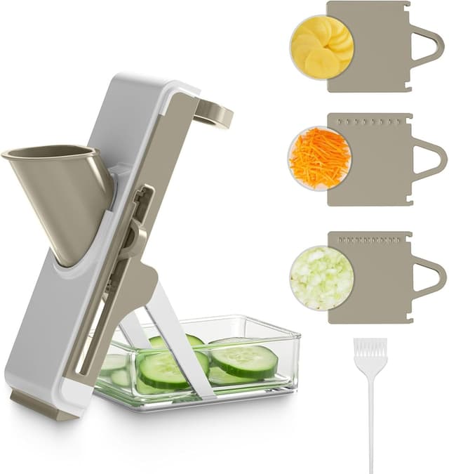 Thumbnail 6 de Eletronova Safe Mandoline Slicer for Kitchen (Grey) — Vegetable Slicer, Julienne Cutter & French Fry Style