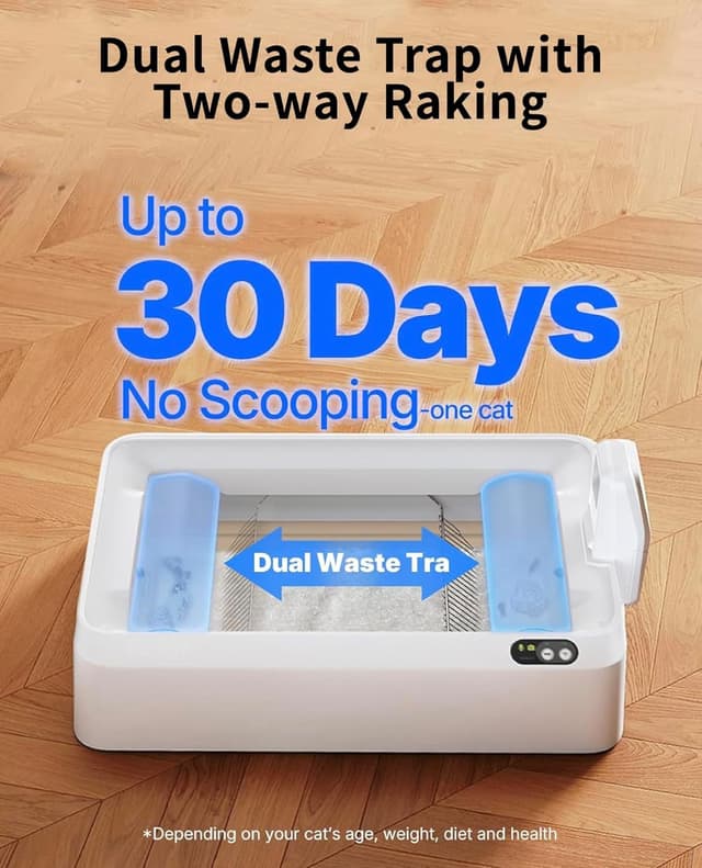 Detalle de PETKIT Purobot Crystal Self Cleaning Cat Litter Tray with Cover (Non-Clumping) with Smart Health Monitoring