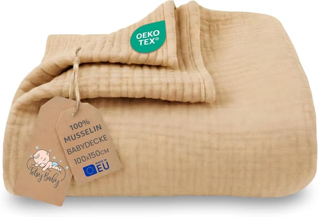 Thumbnail 6 de Musselin Decke Babydecke Baumwolle 100 x 150 cm