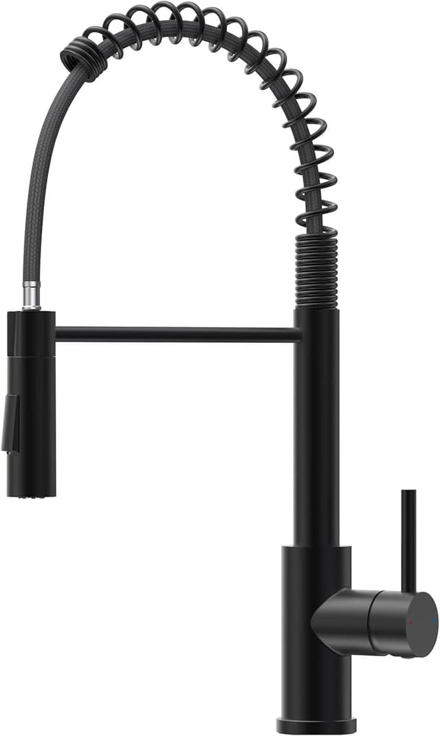 Imagen de CECIPA Wasserhahn Küche Schwarz – Hochdruck-Küchenarmatur mit herunterziehbarer Brause, 2 Strahlarten und 360° Drehung en OfertitasTOP