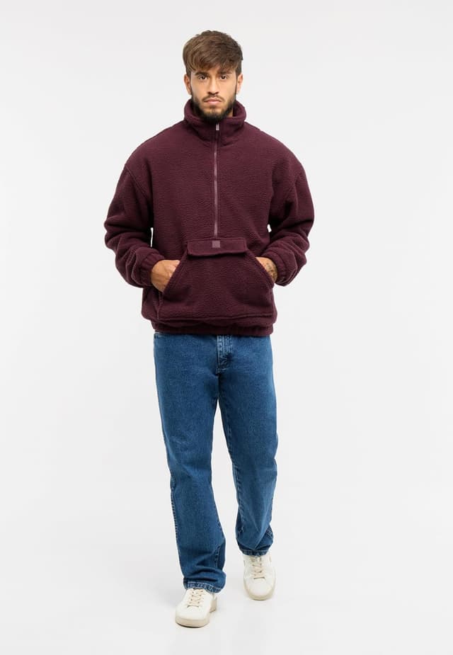 Detalle de Johnny Urban Ruben : pull polaire demi-zip homme style troyer, col montant et poche kangourou