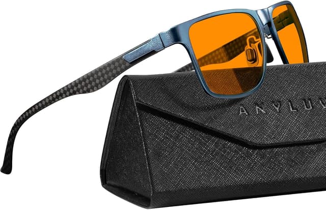 Detalle de ANYLUV Blue Light Blocking Glasses for Men (Lightweight Al-Mg Metal Frames)