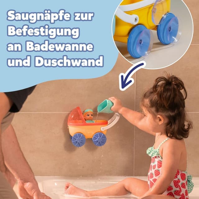 Detalle 2 de BABY born Splish Splash Bade-Spielzeug-Set mit Emma im Kinderwagen – Saugnäpfe, ohne Batterien (ab 1 Jahr)