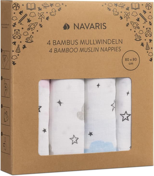 Thumbnail 6 de Navaris Muslin Cloths for Baby (Pack of 4) 80 x 80 cm squares
