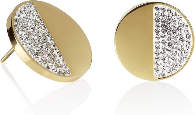 Thumbnail 6 de Namana Boucles d’Oreilles Disque pour femme — grandes boucles rondes en acier inoxydable, cristaux Swarovski