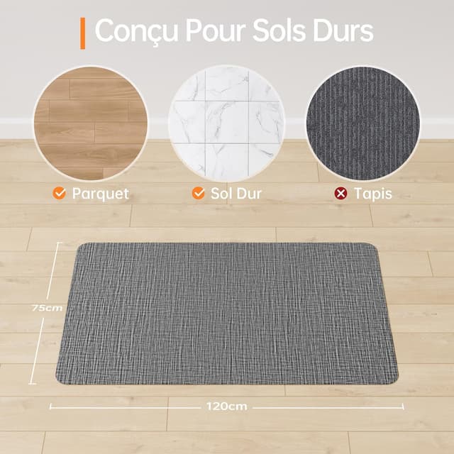 Thumbnail 5 de HOMEK Tapis Chaise de Bureau 75x120 cm đź§ľ