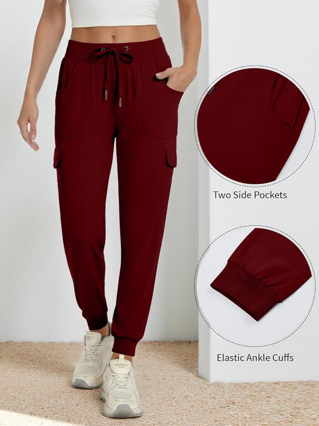 Detalle de KISSMODA Women’s lightweight hiking cargo joggers (quick-dry, elastic waist)