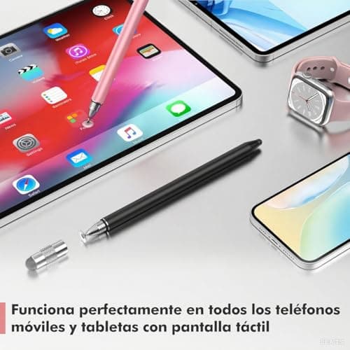 Thumbnail 6 de Lapiz para Tablet MEKO 3 en 1 Lapiz para iPad/iPhone/Samsung/Android/iOS, Lapiz Tactil Tablet de Alta Sensibilidad y Precisión con 10 Puntas de Repuesto (Negro + Oro Rosa)