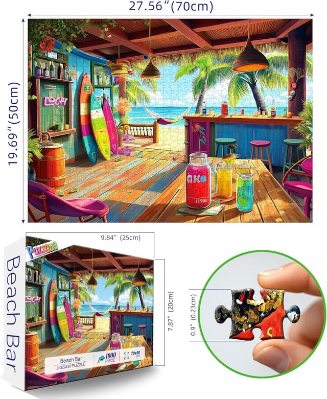 Detalle 2 de Beach Paradise 1000-Piece Jigsaw Puzzle 27"×20" 🧩